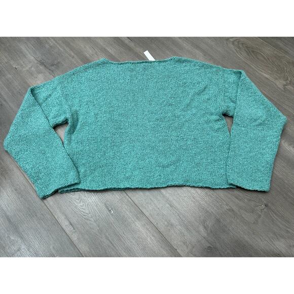 Madewell Womens Aqua Turquoise Drop Shoulder Boatneck Pullover Sweater Size M - Picture 3 of 8